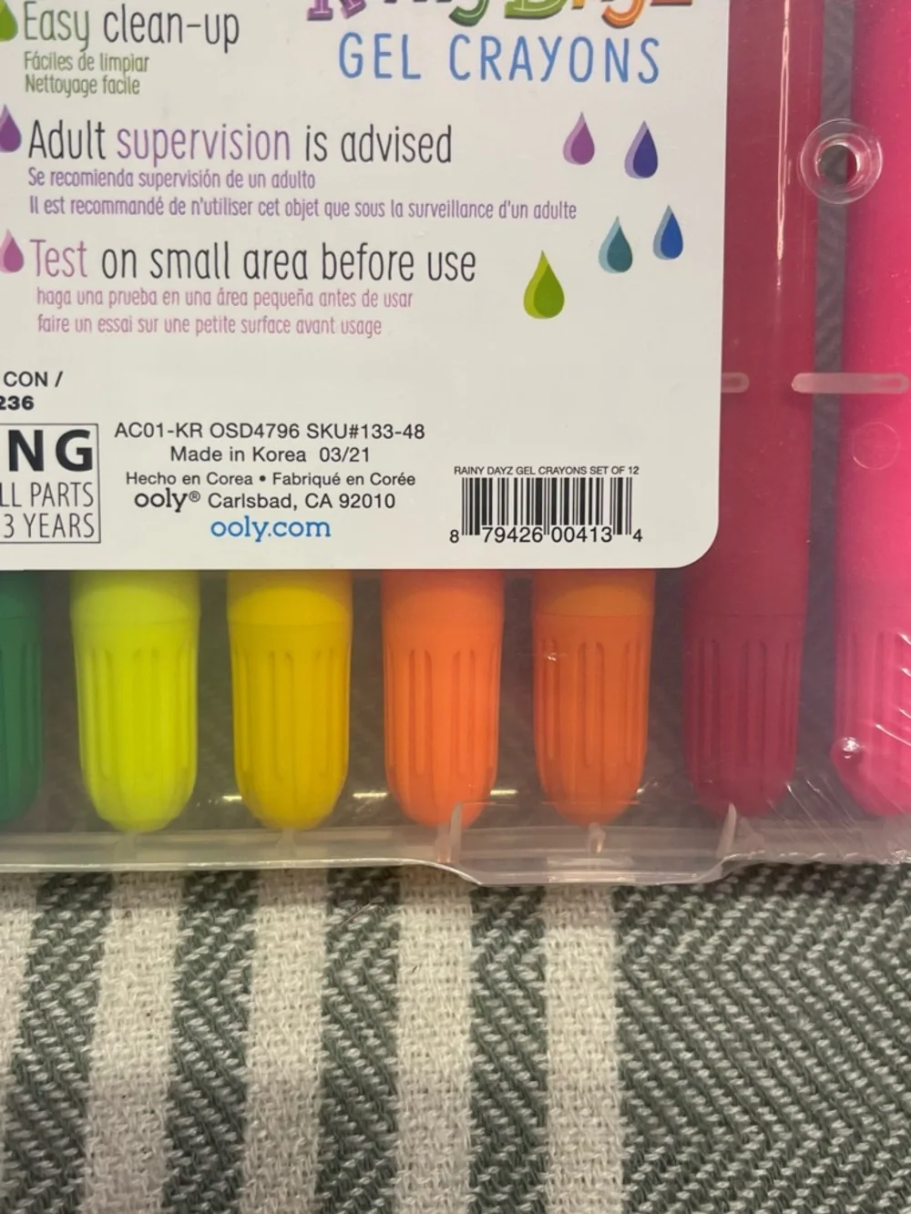 Ooly Rainy Dayz Gel Crayons -‎ Rainbow Colors NEW